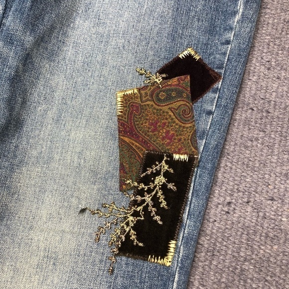 Lauren Ralph Lauren bootcut jeans patched embroidered embellished 10” rise 6 - Picture 5 of 9